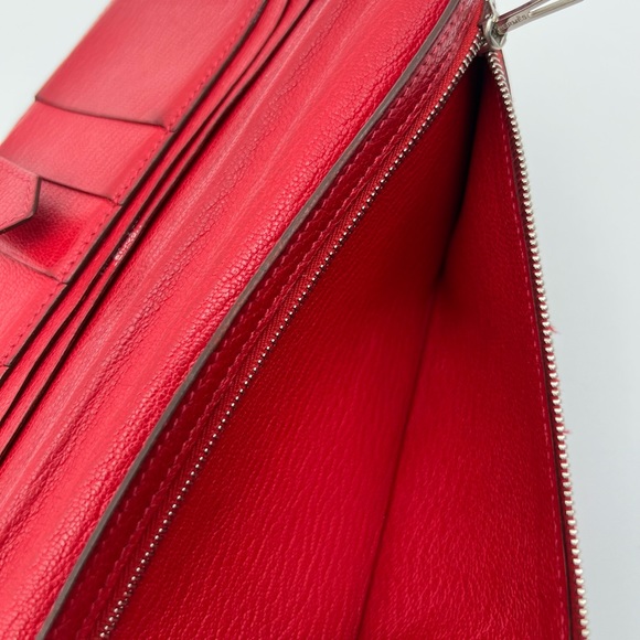 Hermes Chèvre Mysore Bi-Color Bearn Gusset Wallet Rose Lipstick Rouge Casaque - Picture 5 of 12